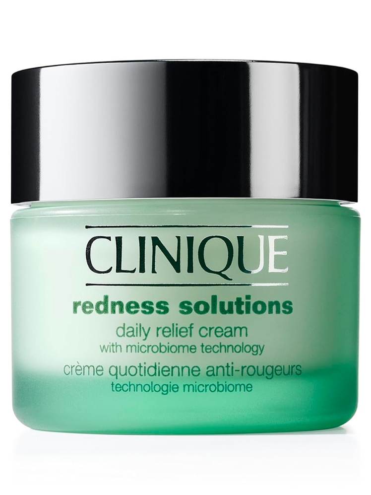 Clinique Redness Solutions Daily Relief Cream in branded tub component on a white background