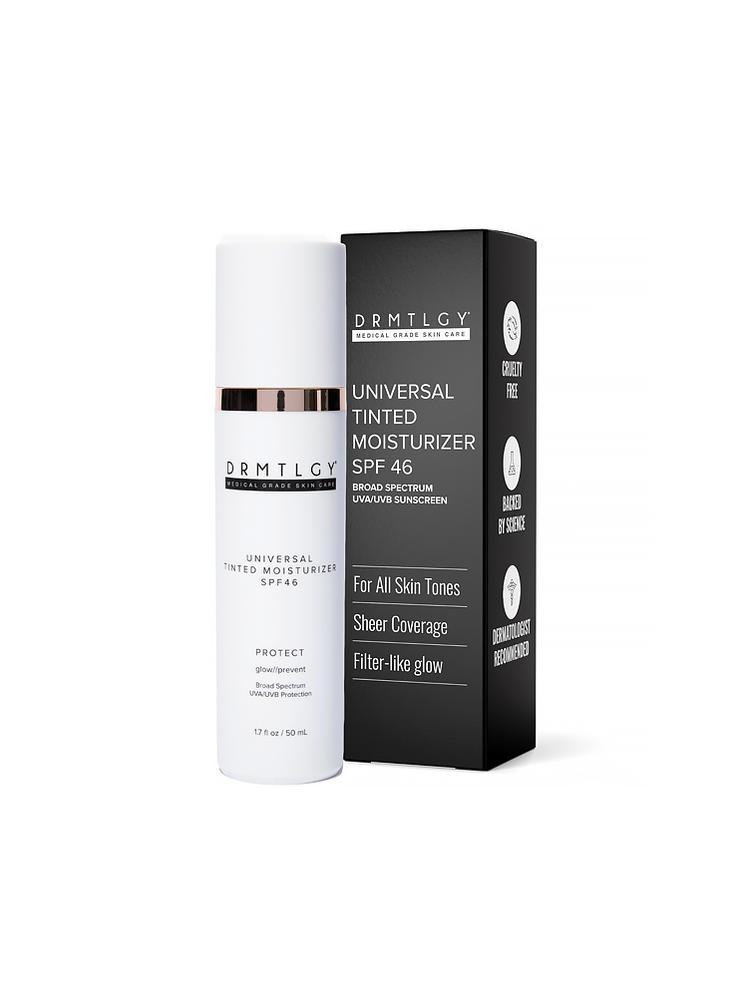 DRMTLGY Anti-Aging Tinted Moisturizer SPF 46 in white bottle