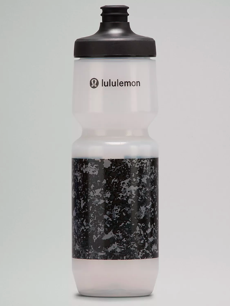 Lululemon Purist Cycling Water Bottle on a grey background